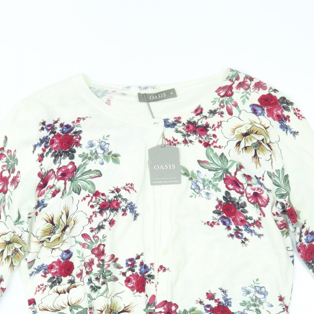 Oasis Womens Multicoloured Floral  Cardigan Jumper Size M