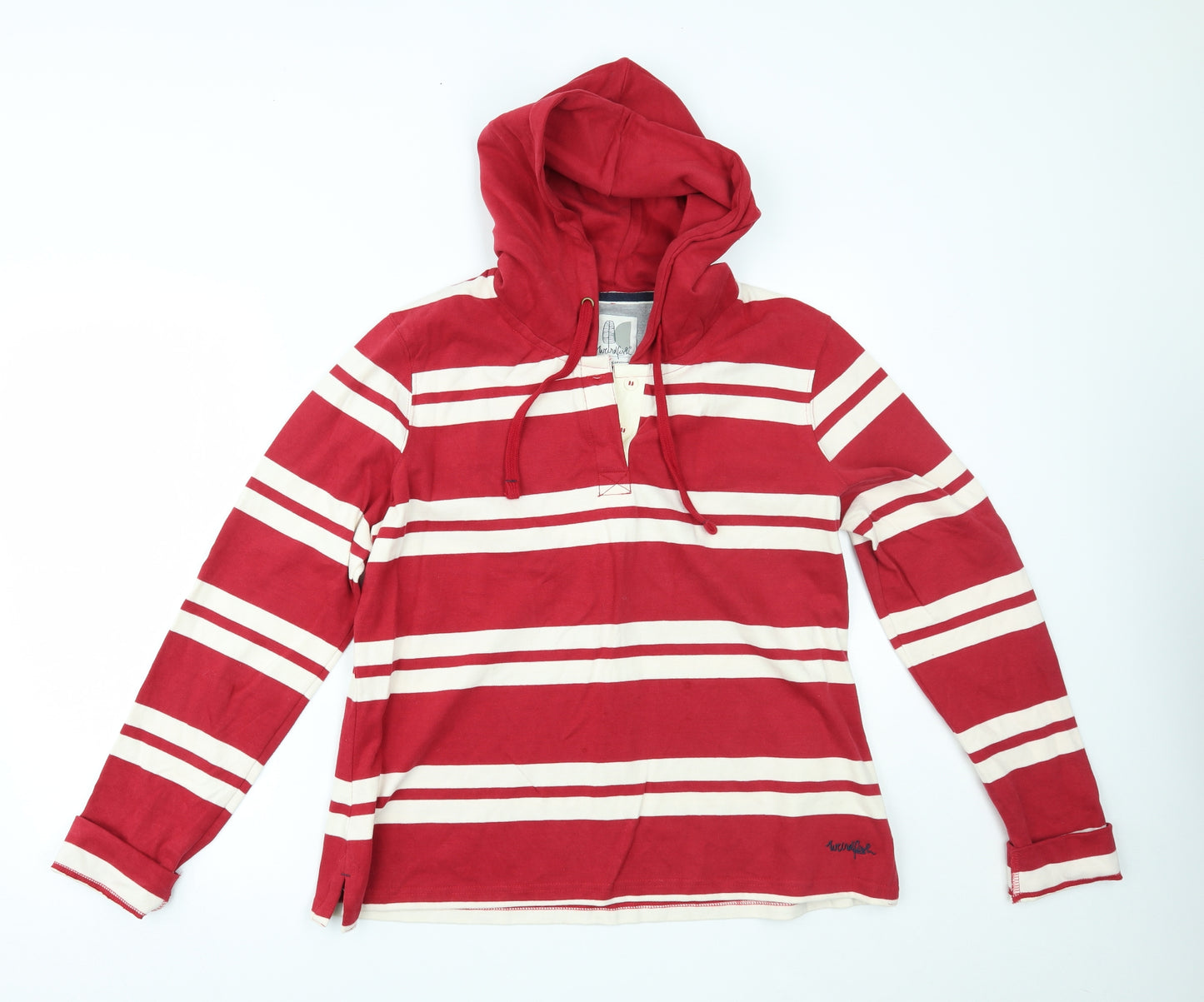 Weird Fish Womens Red Striped  Pullover Hoodie Size 18