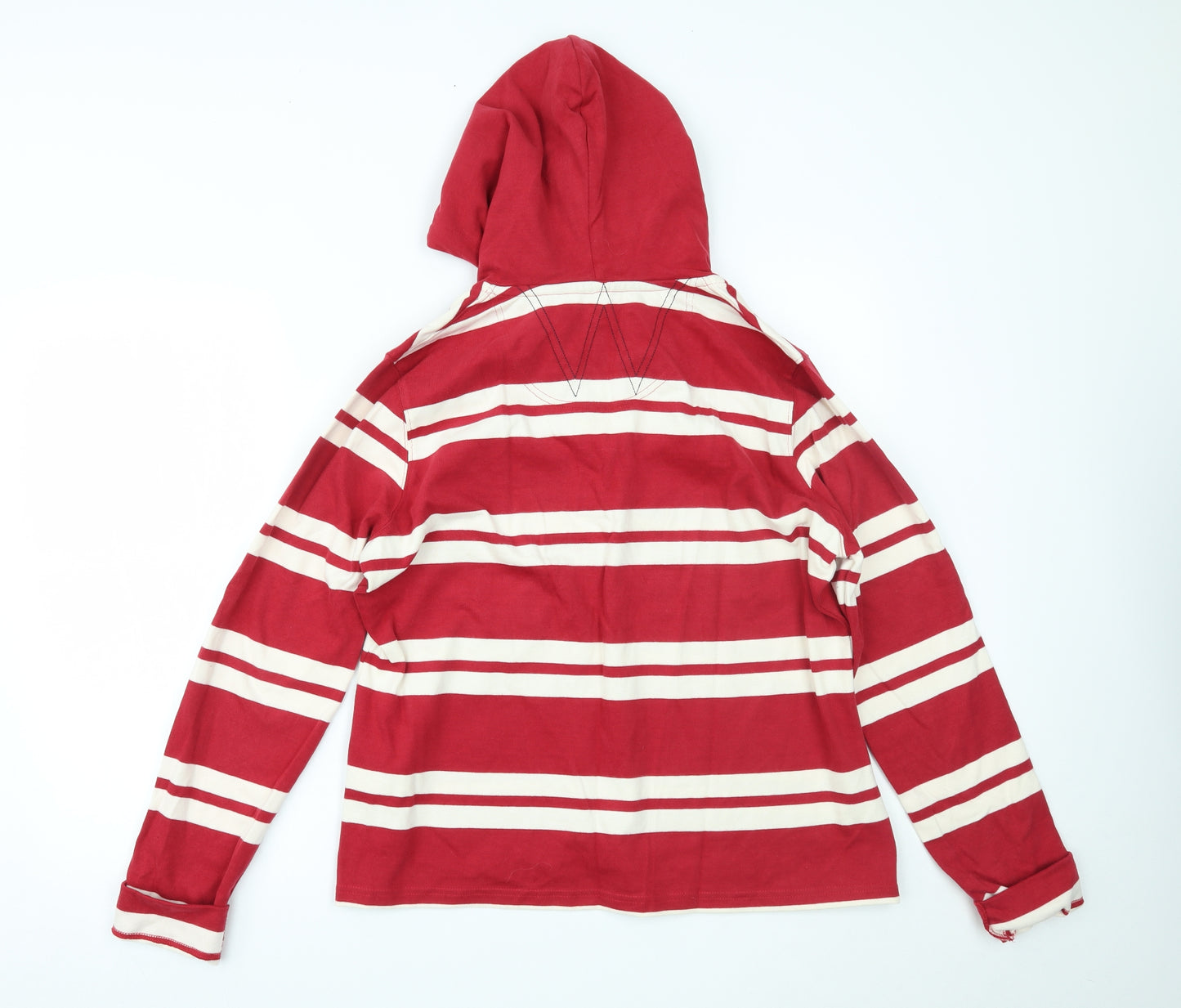 Weird Fish Womens Red Striped  Pullover Hoodie Size 18