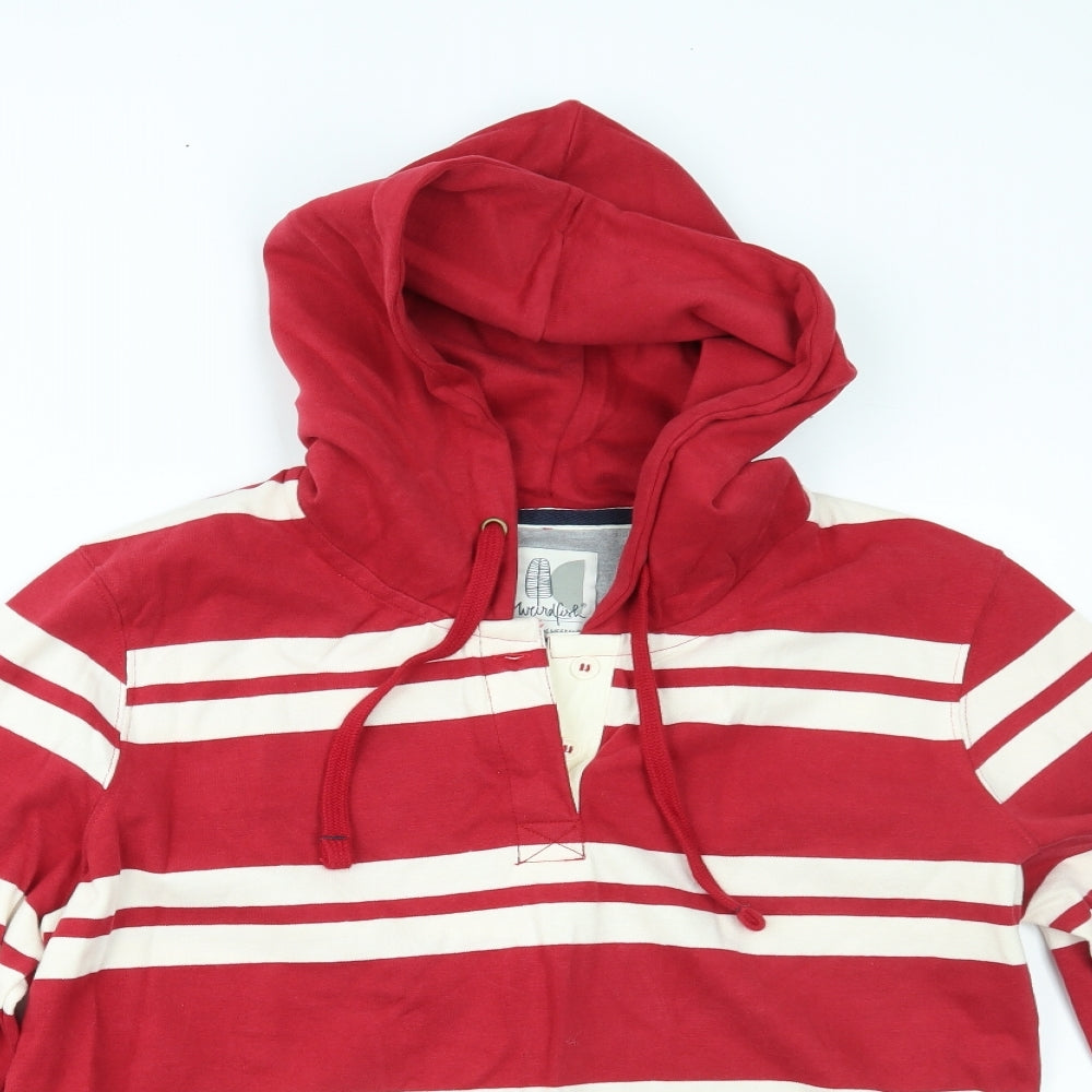Weird Fish Womens Red Striped  Pullover Hoodie Size 18