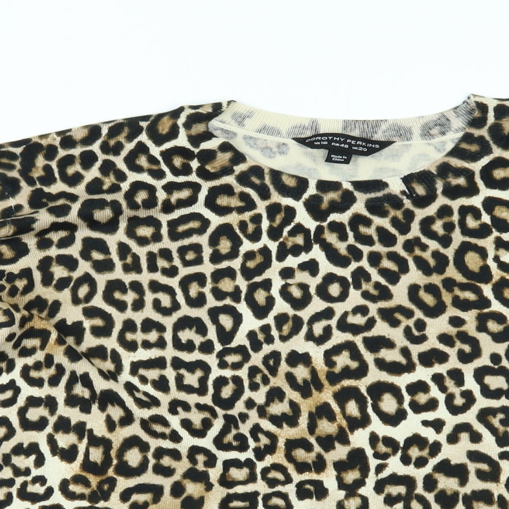 Dorothy Perkins Womens Brown Animal Print  Basic Blouse Size 20