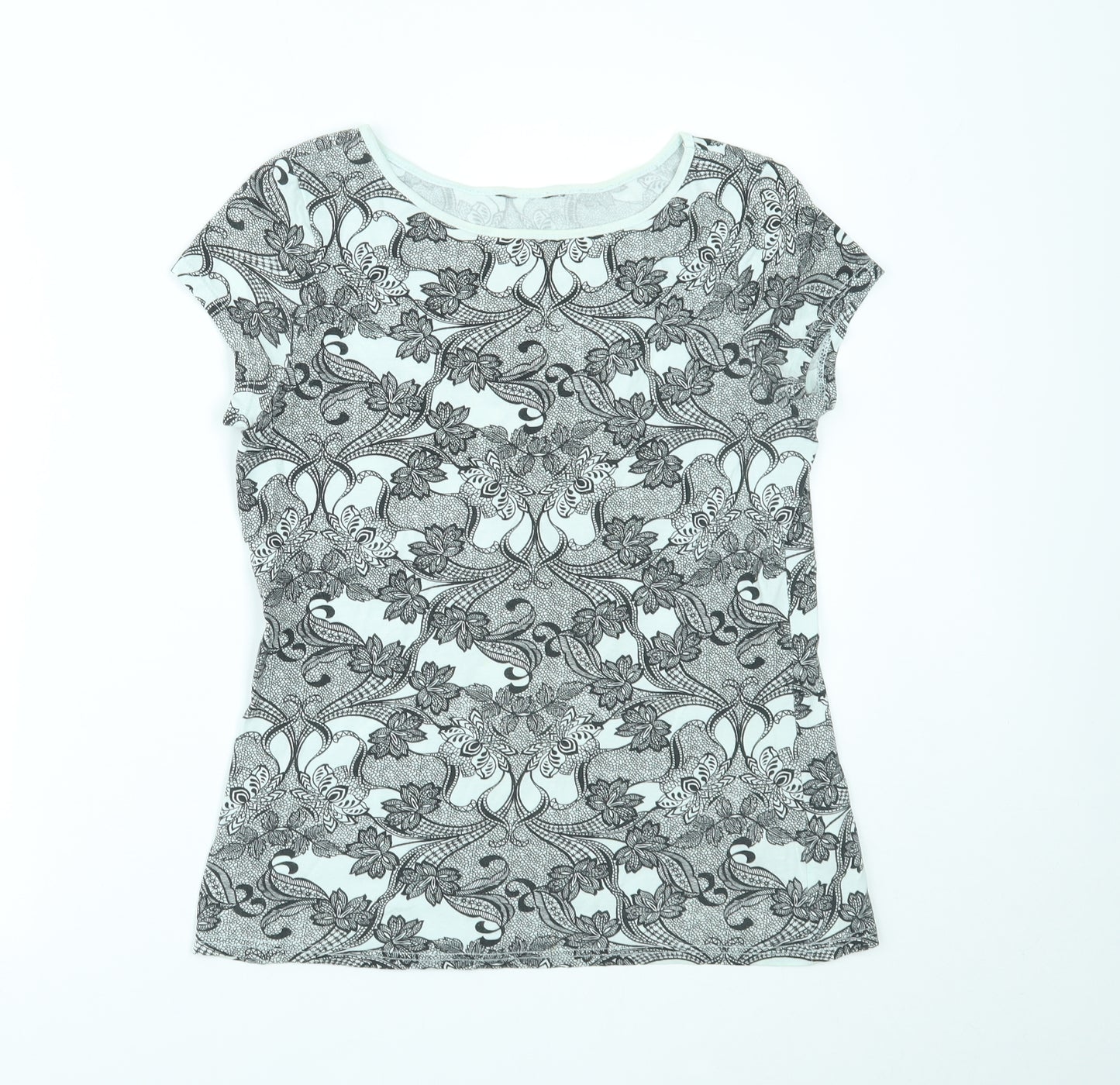 Dorothy Perkins Womens Black Floral  Basic T-Shirt Size 12