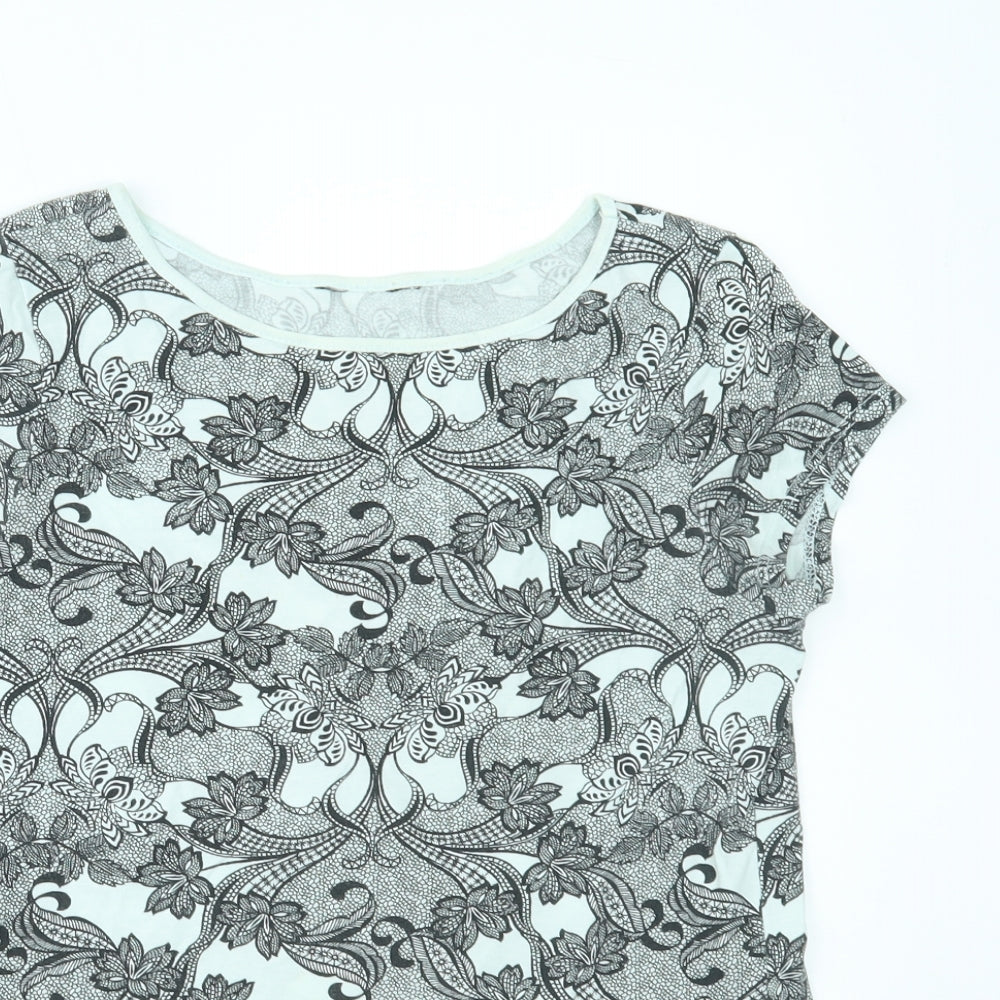 Dorothy Perkins Womens Black Floral  Basic T-Shirt Size 12