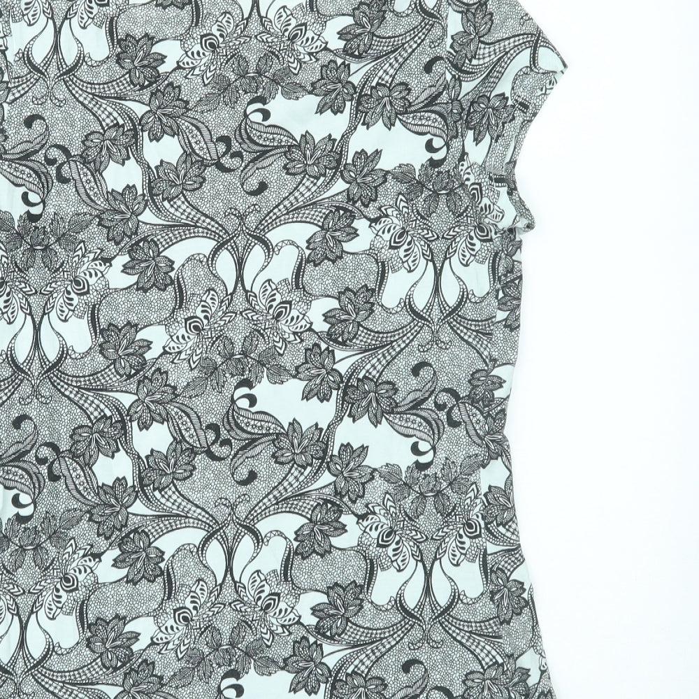 Dorothy Perkins Womens Black Floral  Basic T-Shirt Size 12