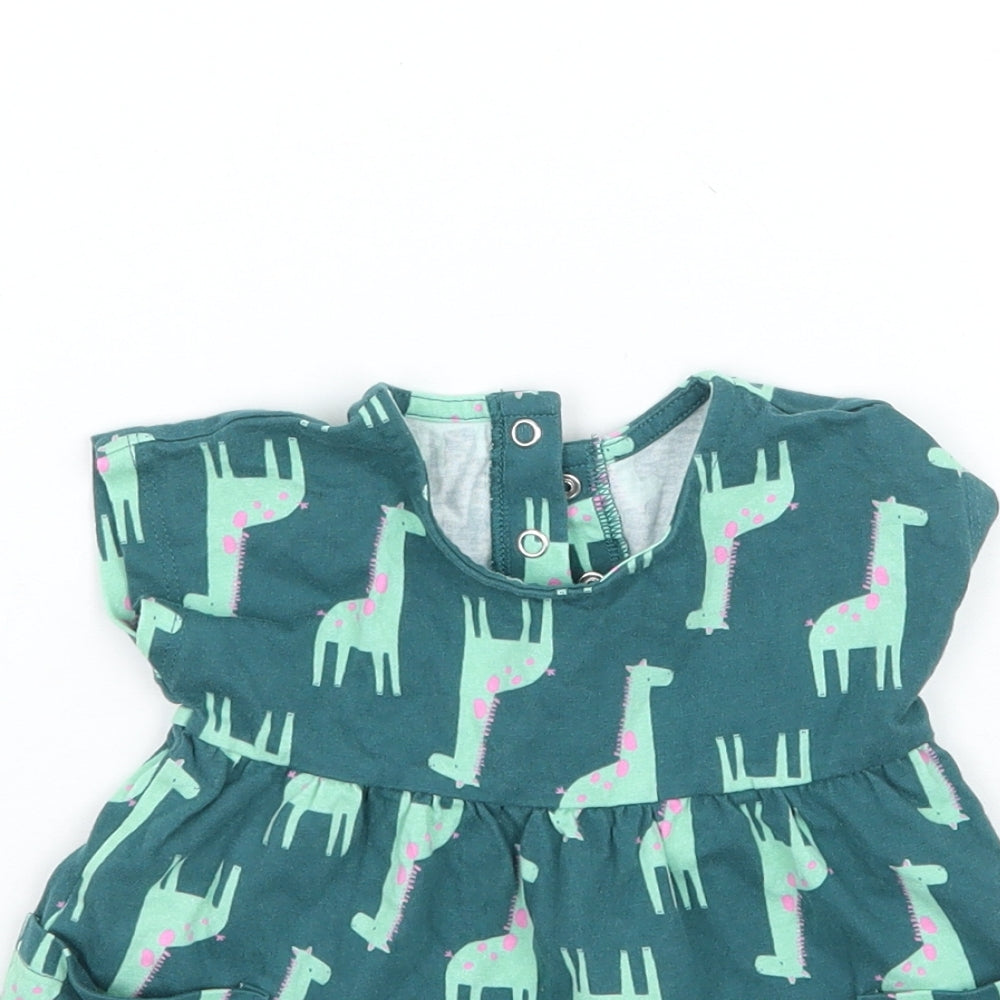 George Girls Green Animal Print  Basic Blouse Size 0-3 Months