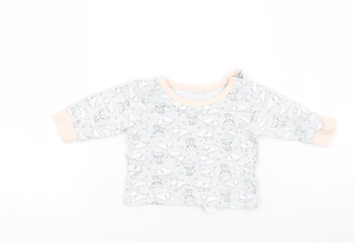 Primark Boys Grey Animal Print Basic T-Shirt Size 0-3 Months