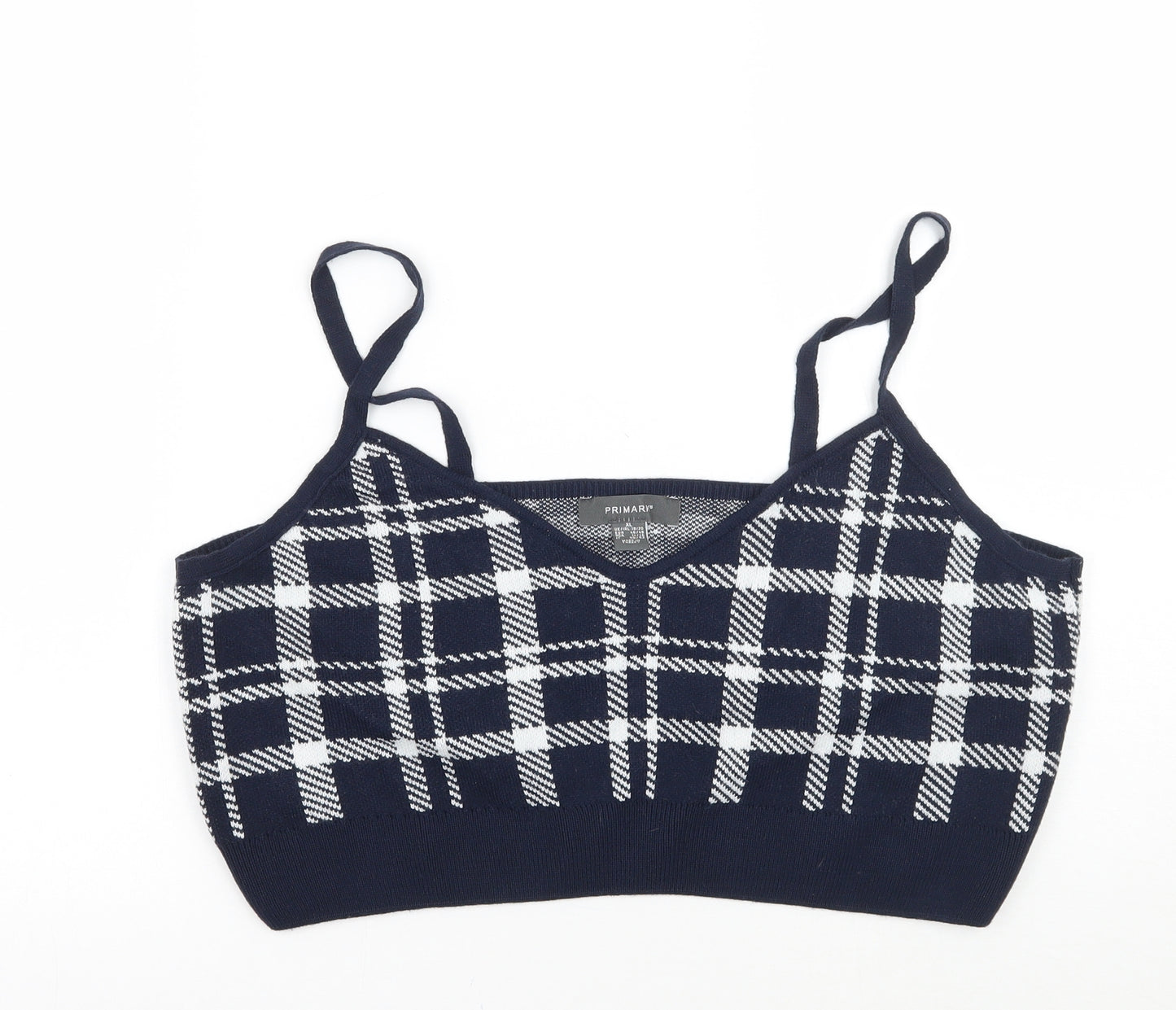 Primark Womens Blue Check  Cropped Tank Size XL