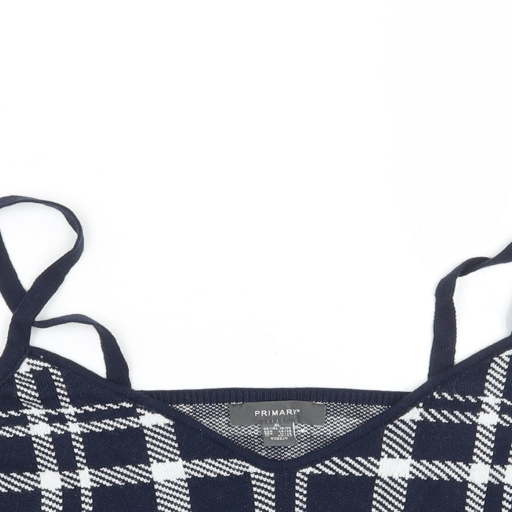 Primark Womens Blue Check  Cropped Tank Size XL