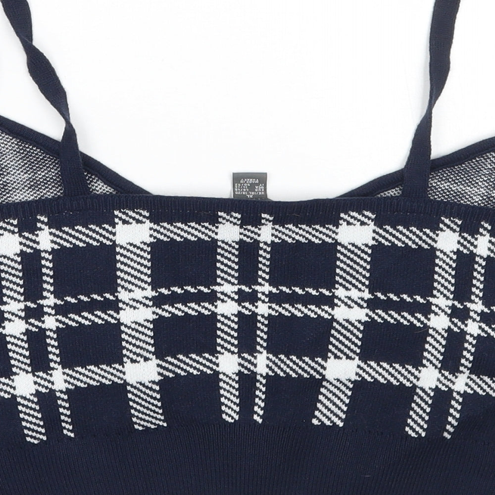 Primark Womens Blue Check  Cropped Tank Size XL