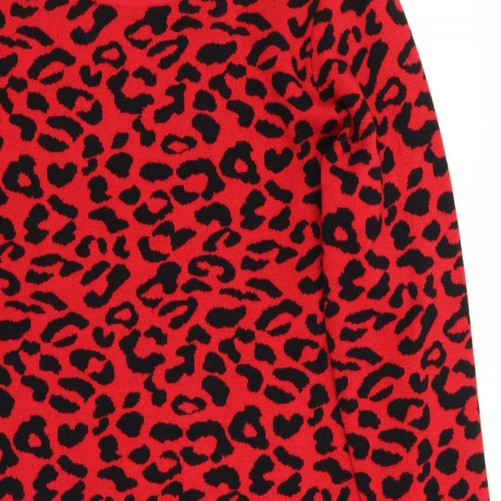 Roman Womens Red Animal Print  A-Line  Size 14