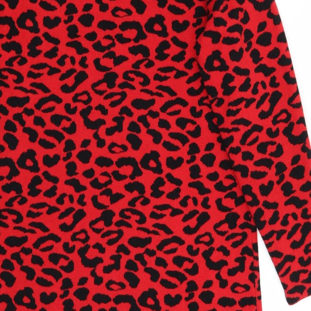 Roman Womens Red Animal Print  A-Line  Size 14