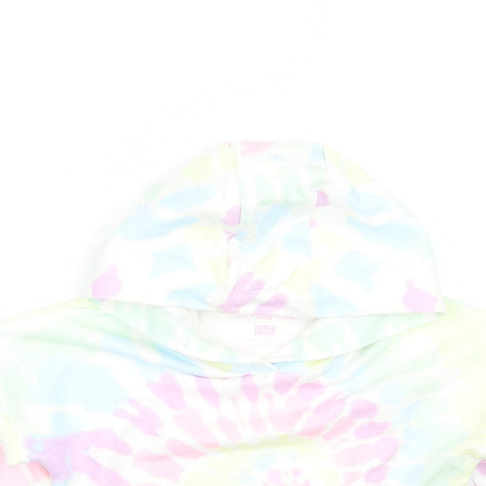 F&F Girls White Geometric  Pullover Hoodie Size 4-5 Years