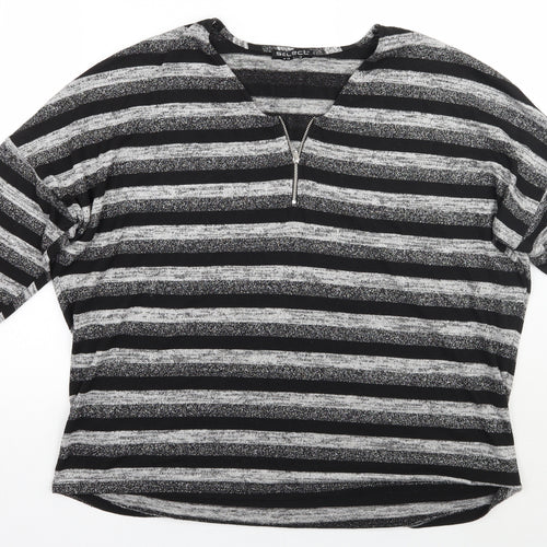 Select Womens Grey Striped  Pullover Jumper Size 18