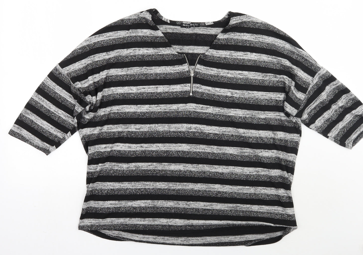 Select Womens Grey Striped  Pullover Jumper Size 18