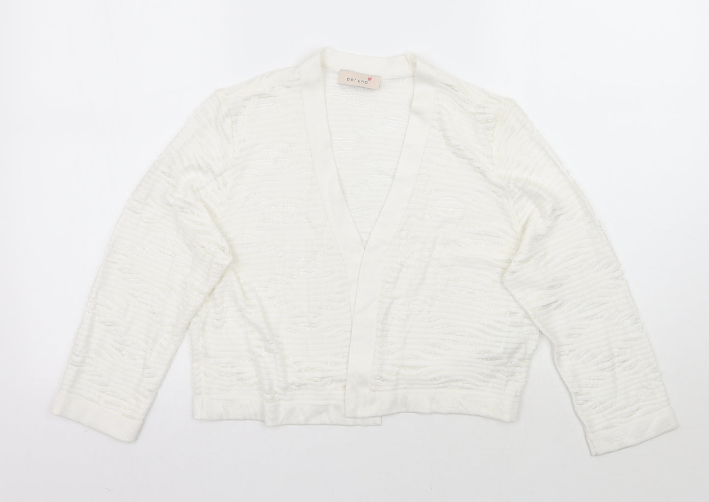 Per Una Womens White Striped  Cardigan Jumper Size 12