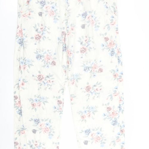 Marks and Spencer Womens Ivory Floral  Trousers  Size 12 L27 in