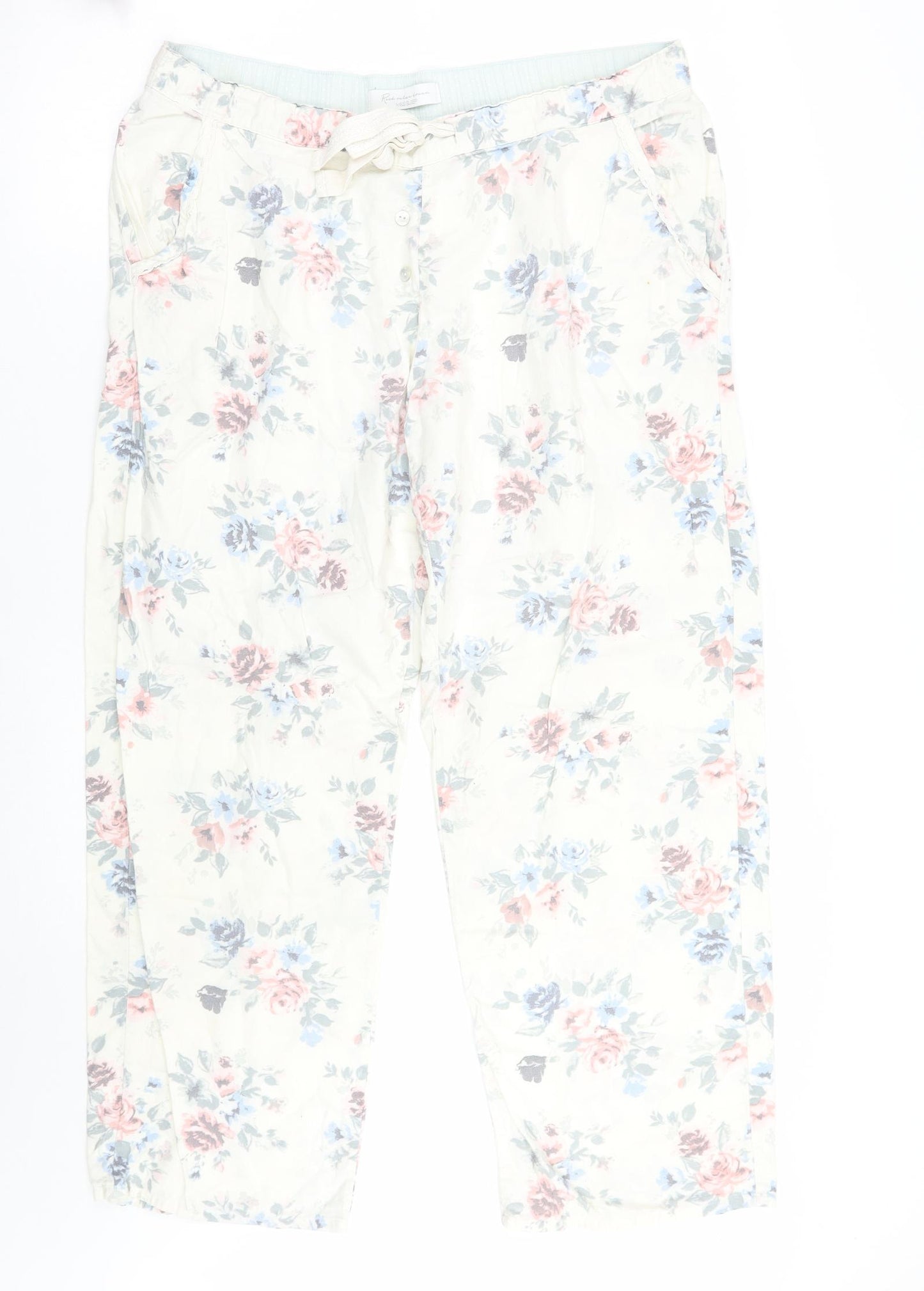 Marks and Spencer Womens Ivory Floral  Trousers  Size 12 L27 in