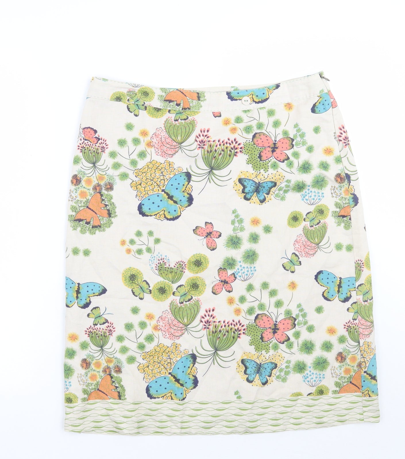 White Stuff Womens Beige Floral  A-Line Skirt Size 14