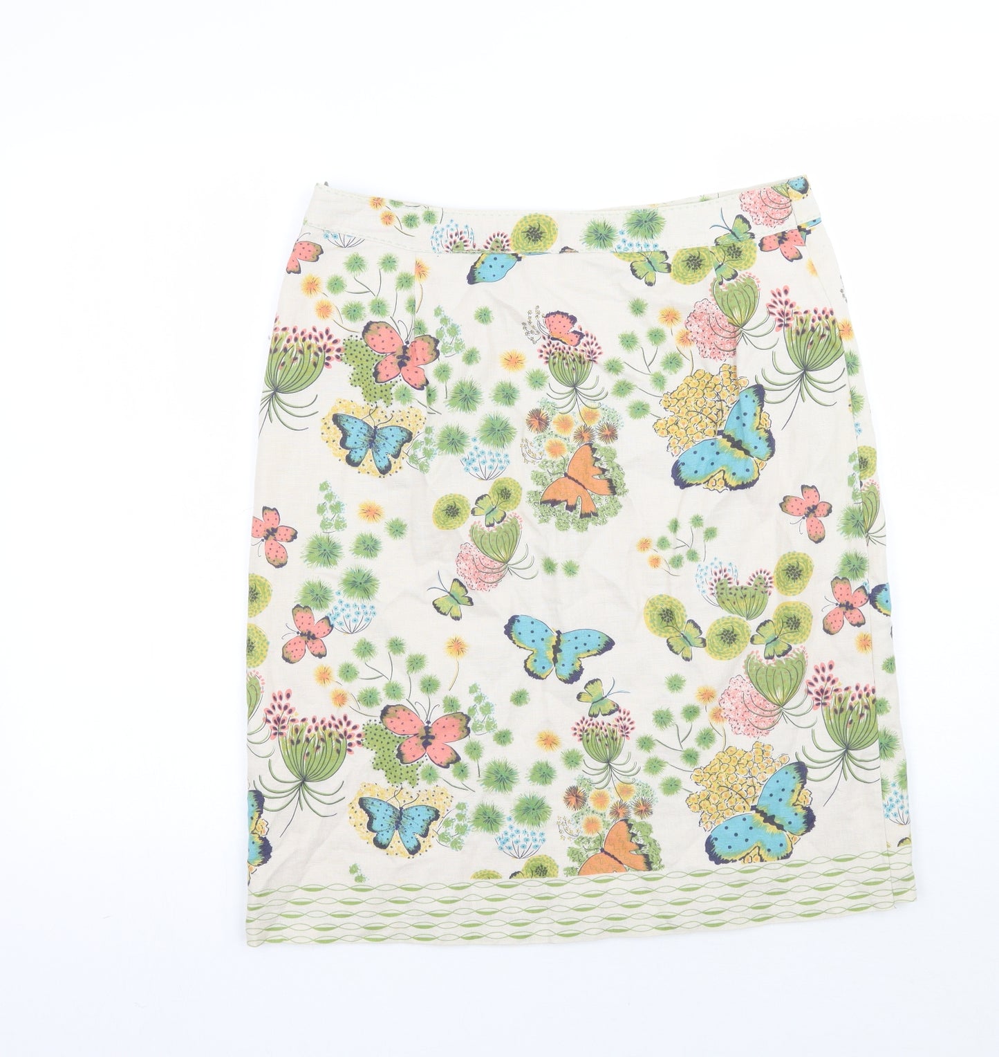 White Stuff Womens Beige Floral  A-Line Skirt Size 14