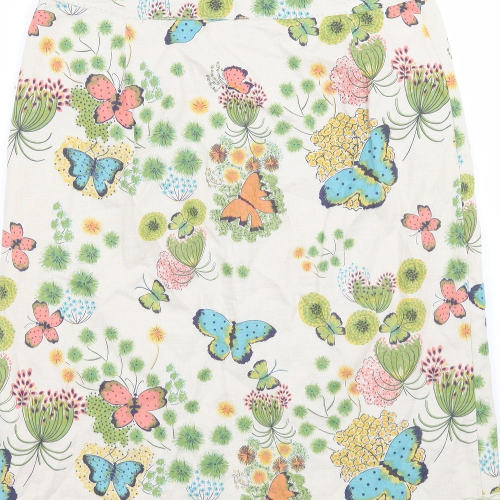 White Stuff Womens Beige Floral  A-Line Skirt Size 14