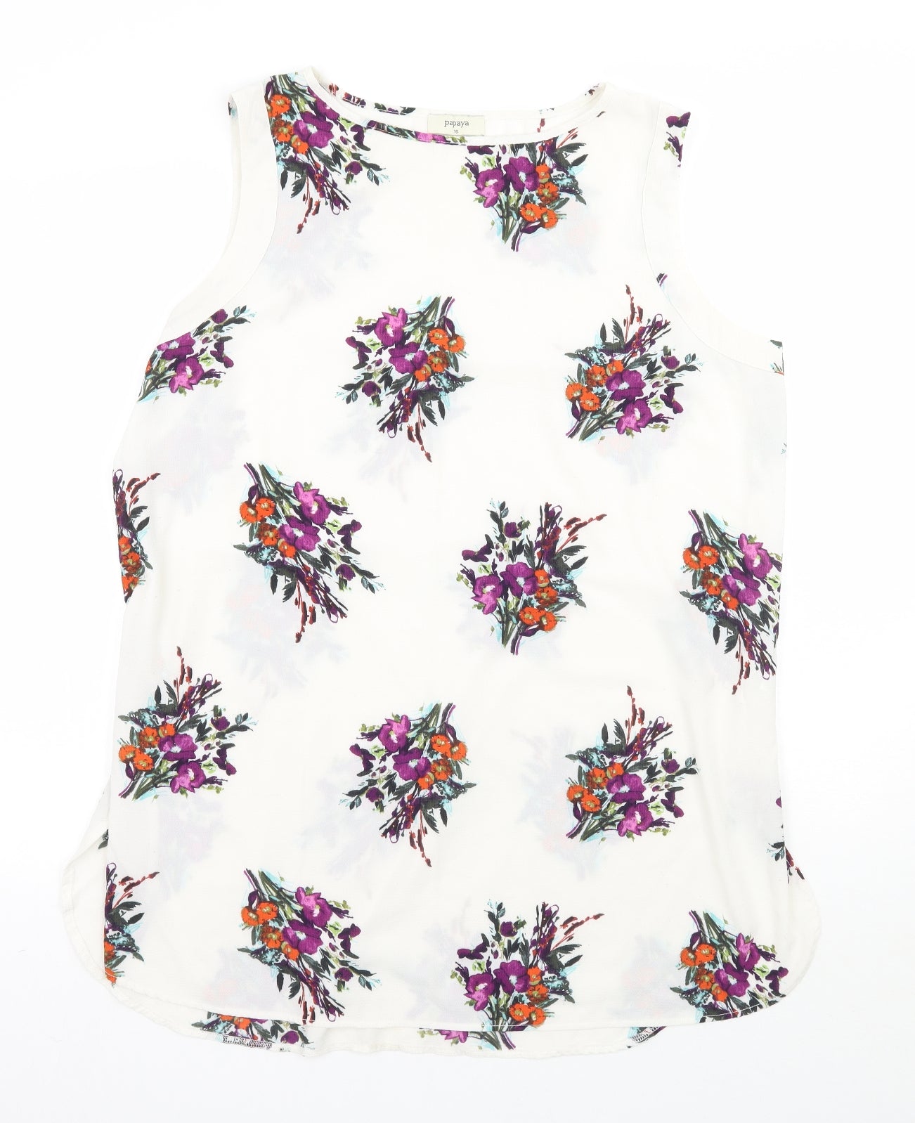 Papaya Womens White Floral  Basic Blouse Size 16