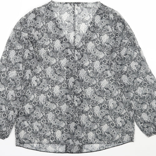F&F Womens White Floral  Basic Blouse Size 12