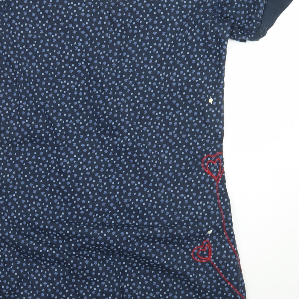 Miss Selfridge Womens Blue Geometric  Basic T-Shirt Size 14
