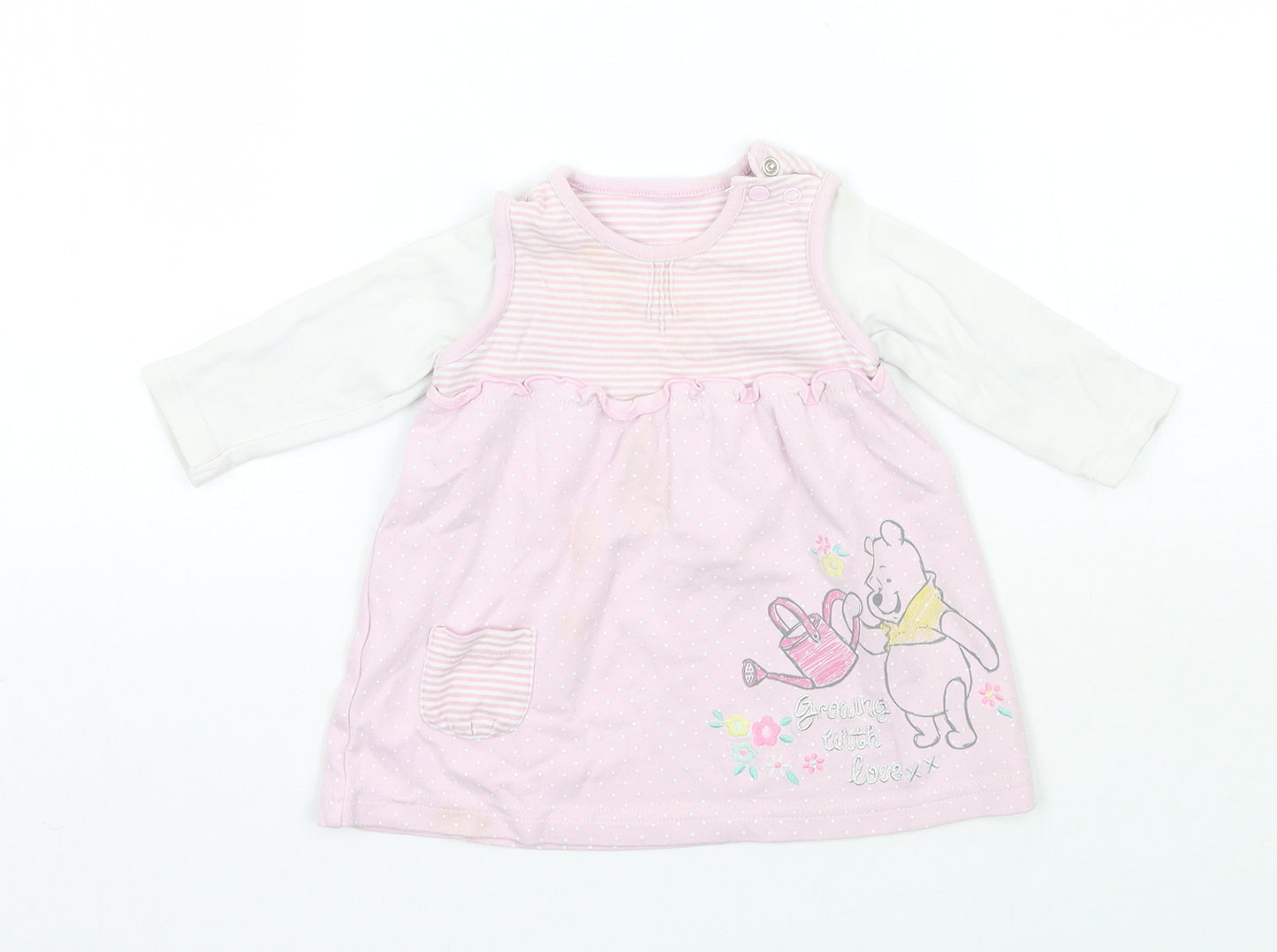 Nutmeg Girls Pink Striped  T-Shirt Dress  Size 3-6 Months  - disney