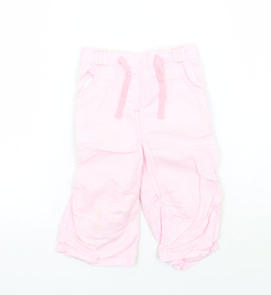 Front view of Next girls’ pink capri trousers, size 12-18, months