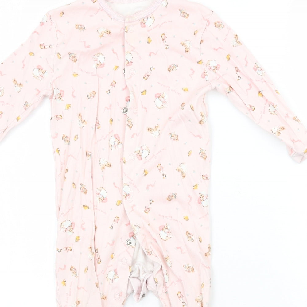 Marks and Spencer Girls Pink Animal Print  Babygrow One-Piece Size 12-18 Months