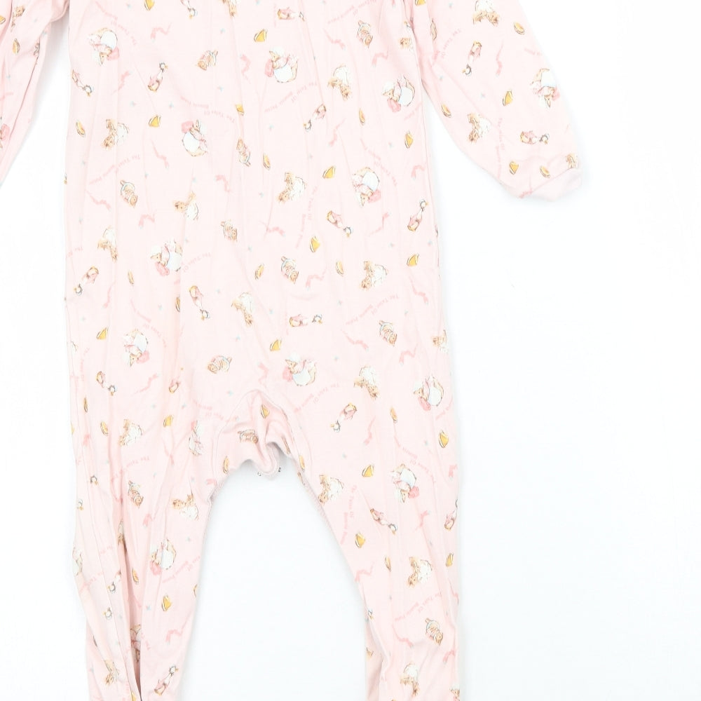 Marks and Spencer Girls Pink Animal Print  Babygrow One-Piece Size 12-18 Months