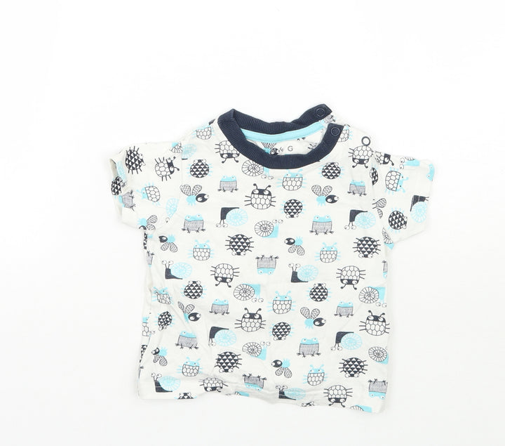 Nutmeg Boys White Geometric Basic T-Shirt Size 9-12 Months