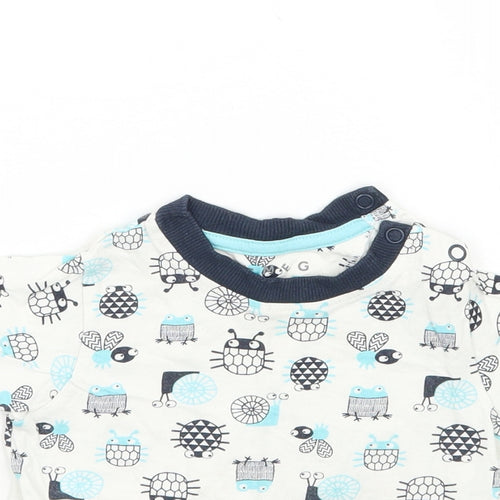 Nutmeg Boys White Geometric  Basic T-Shirt Size 9-12 Months