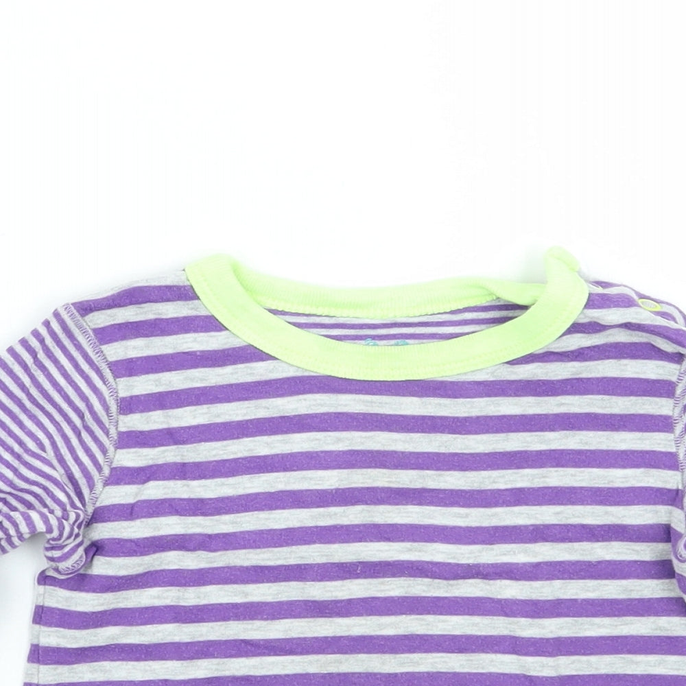 Marks and Spencer Baby Purple Striped  Basic T-Shirt Size 12-18 Months