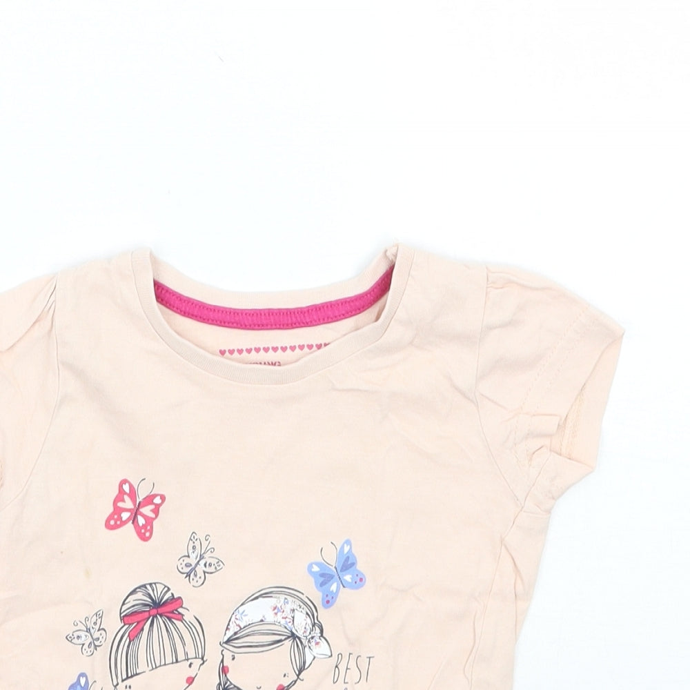 Young Dimension Girls Pink Animal Print  Basic T-Shirt Size 18-24 Months