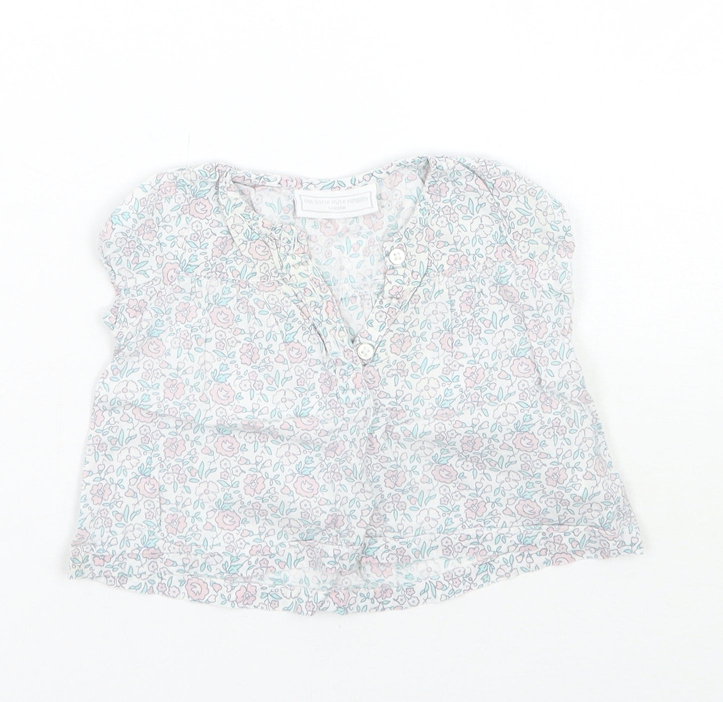 the little white company Girls White Floral  Basic Blouse Size 0-3 Months