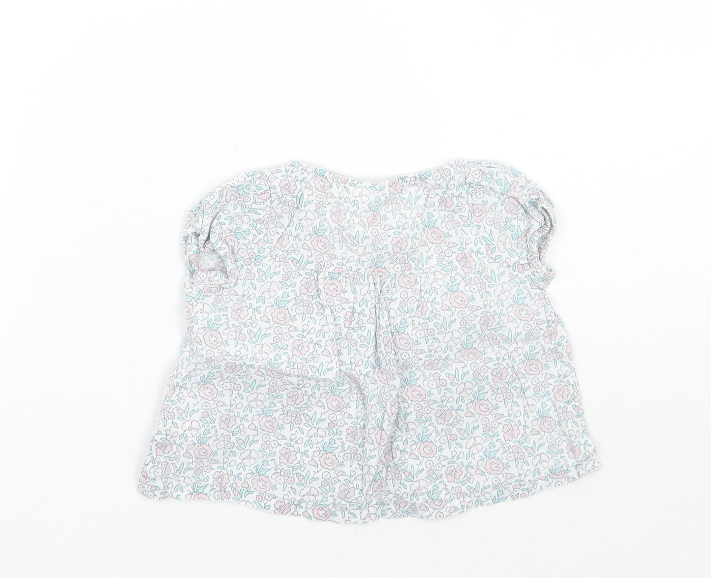 the little white company Girls White Floral  Basic Blouse Size 0-3 Months