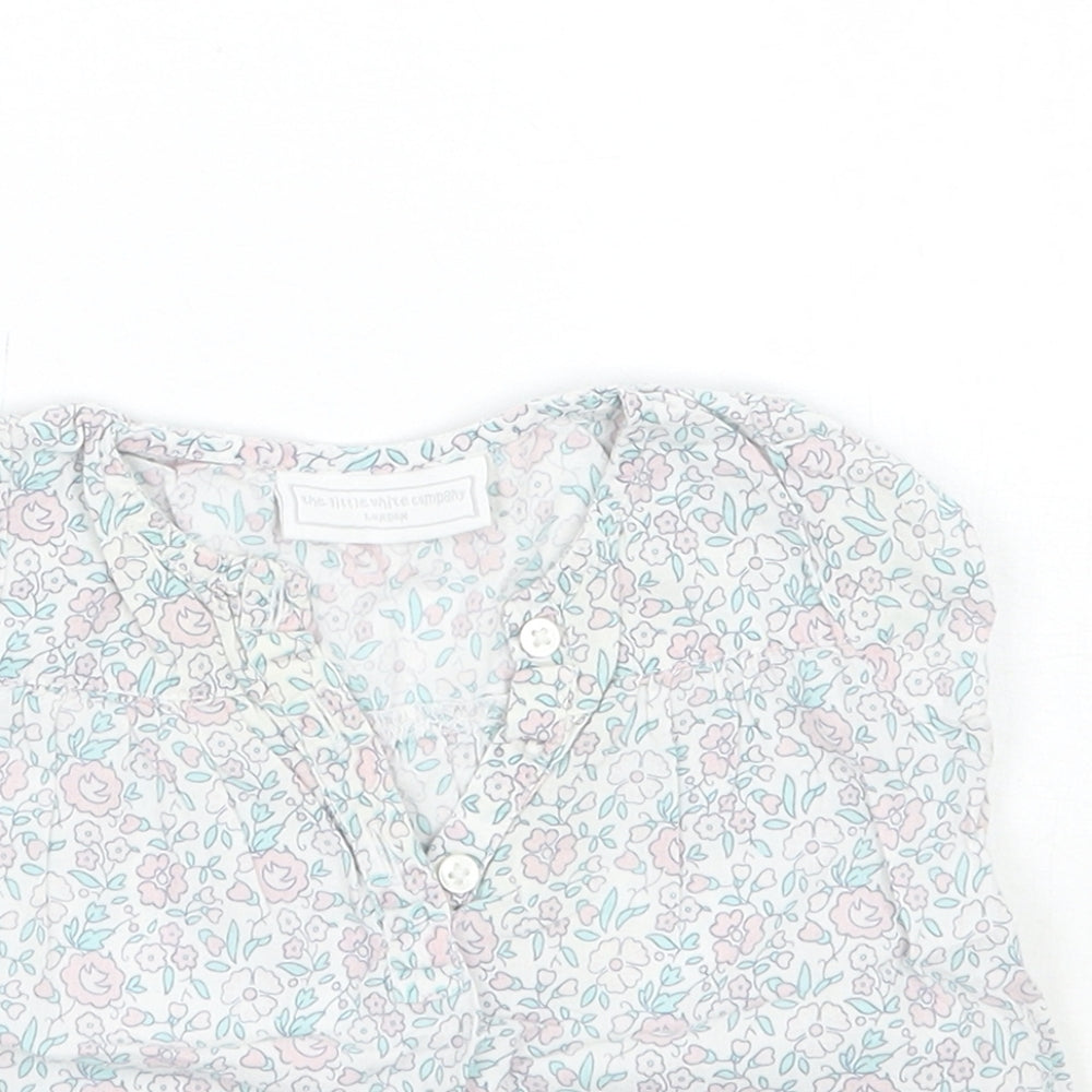 the little white company Girls White Floral  Basic Blouse Size 0-3 Months