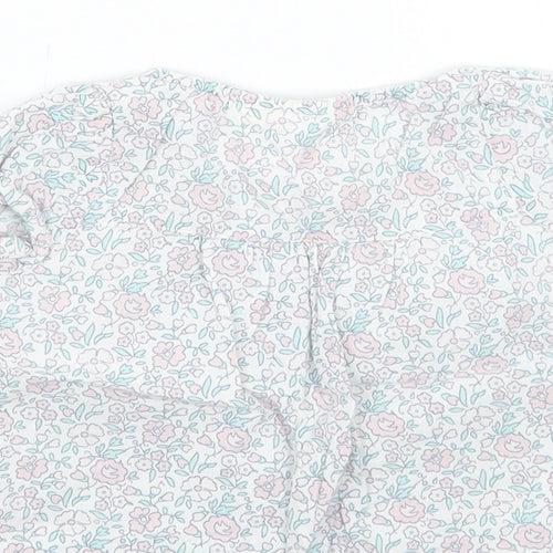 the little white company Girls White Floral  Basic Blouse Size 0-3 Months