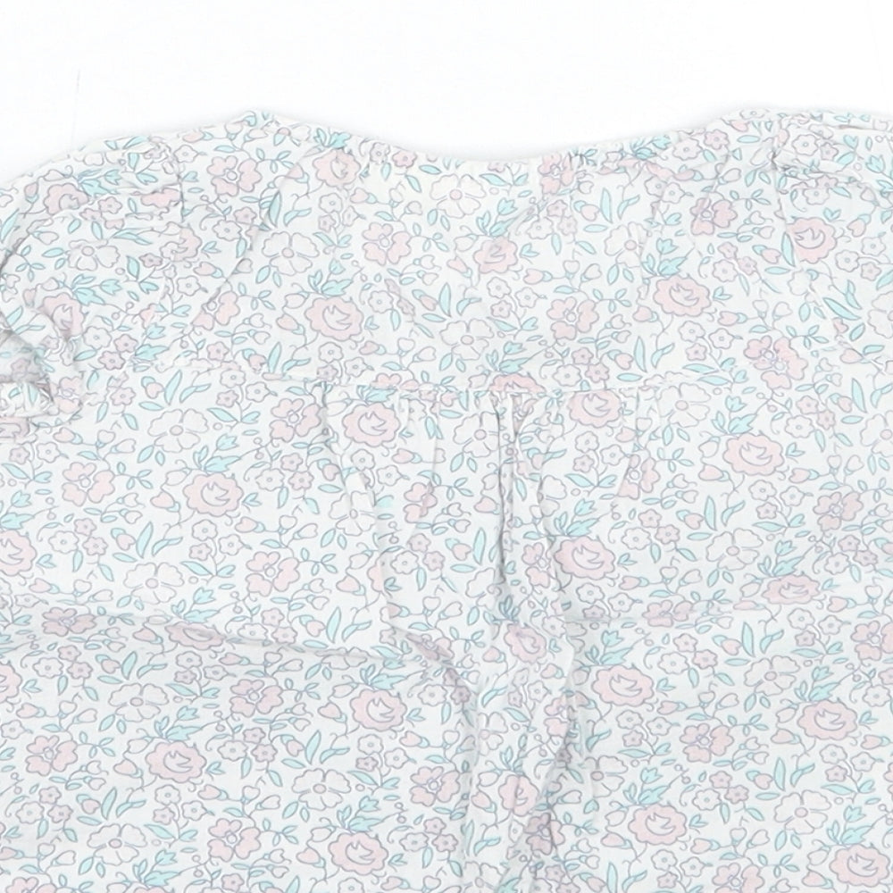 the little white company Girls White Floral  Basic Blouse Size 0-3 Months