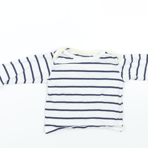Marks and Spencer Boys White Striped  Basic T-Shirt Size 3-6 Months