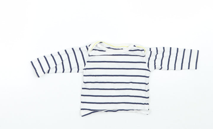 Marks and Spencer Boys White Striped  Basic T-Shirt Size 3-6 Months