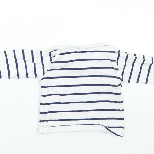 Marks and Spencer Boys White Striped  Basic T-Shirt Size 3-6 Months