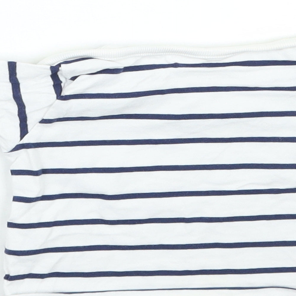 Marks and Spencer Boys White Striped  Basic T-Shirt Size 3-6 Months