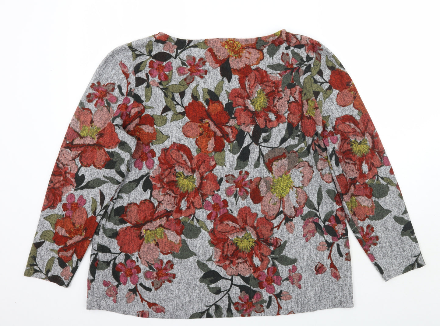 Nutmeg Womens Grey Floral  Basic Blouse Size 20
