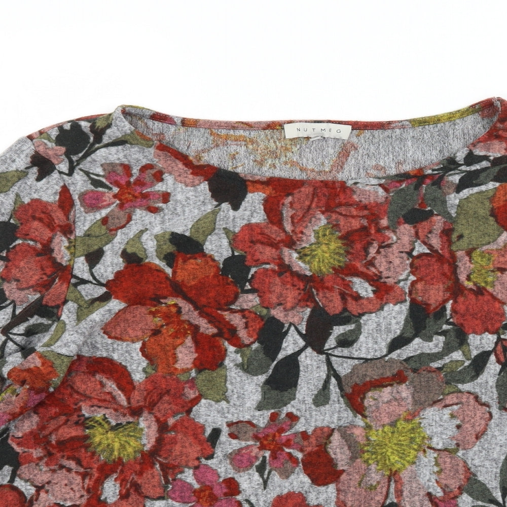 Nutmeg Womens Grey Floral  Basic Blouse Size 20