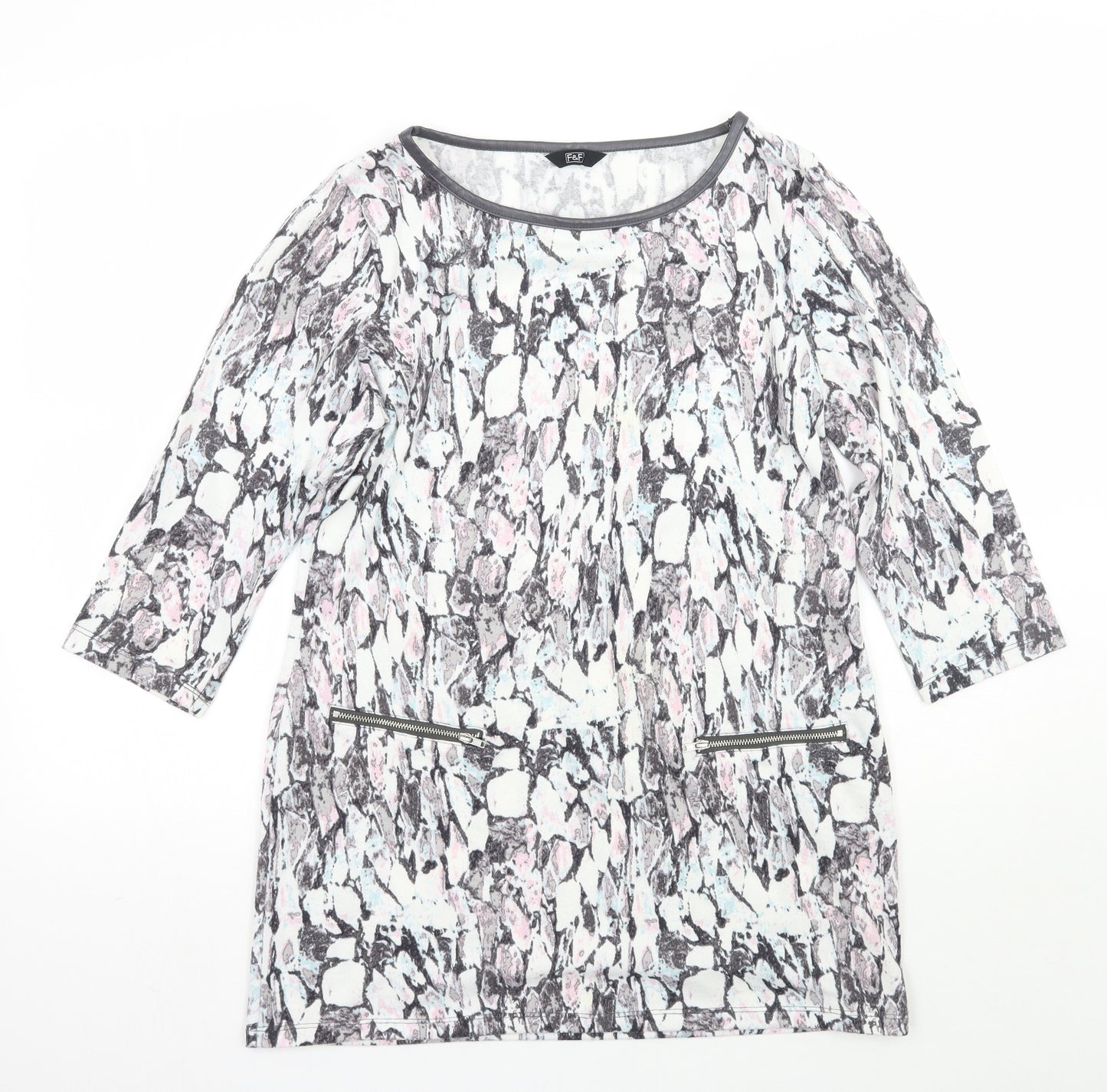 F&F Womens White Animal Print  Basic T-Shirt Size 14