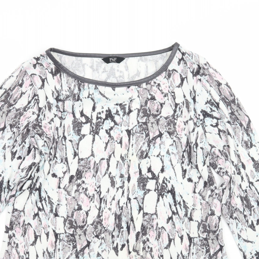 F&F Womens White Animal Print  Basic T-Shirt Size 14