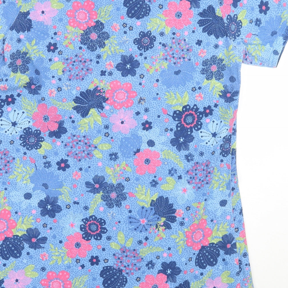 country rose Womens Blue Floral  Basic T-Shirt Size L