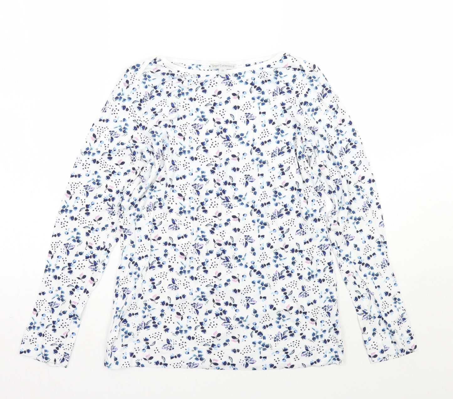 Target Womens White Floral  Basic T-Shirt Size 10